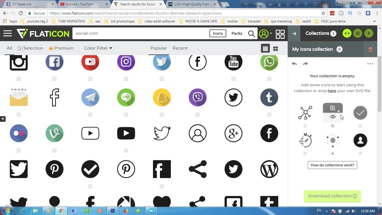 how to download social icon free ( flaticon vector icon use)